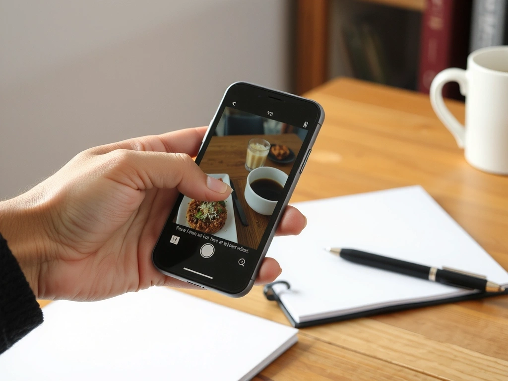 Smartphone mit Essensaufnahme zur Analyse